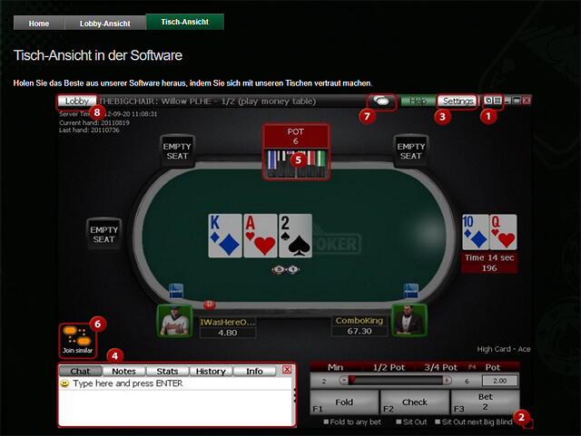 Ein Einblick in die erst kürzlich überarbeitete und aufgefrischte Software von Everest Poker (Quelle: Everest Poker)